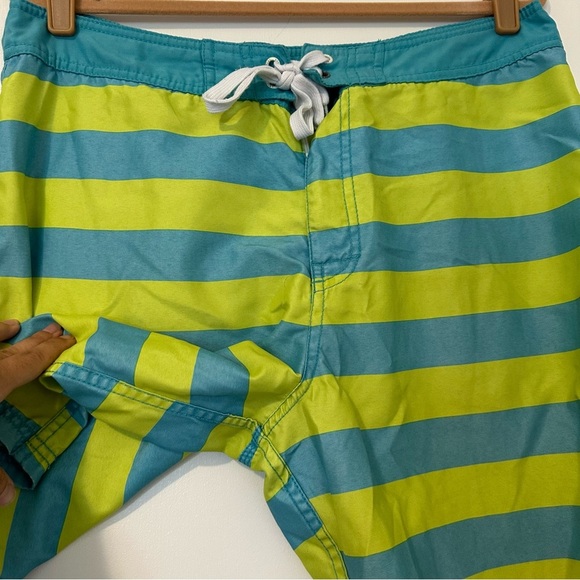 Modern Amusement Striped Board Short 10” Men’s 34 Green Blue - Picture 3 of 6